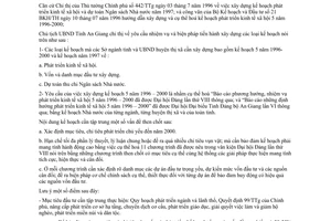 Chỉ thị 20/CT-CTUB 1996 kế hoạch phát triển kinh tế xã hội dự toán Ngân sách An Giang 1996 2000