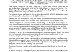 Thông báo 60/TB ý kiến Thủ tướng Võ Văn Kiệt việc làm gấp thực hiện chính sách tiền lương