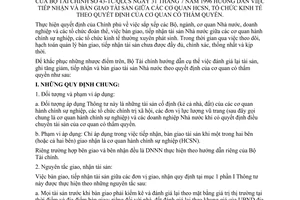 Thông tư 43-TC/QLCS hướng dẫn tiếp nhận bàn giao tài sản cơ quan hành chính sự nghiệp tổ chức kinh tế quyết định cơ quan  thẩm quyền