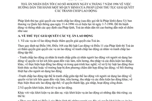 Công văn 40/KHXX hướng dẫn thi hành quy định của Pháp lệnh Thủ tục giải quyết các tranh chấp lao động
