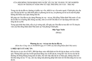 Công văn 30/HĐTĐ phương án vay-trả nợ