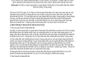 Công văn 862-CV/ĐC quy hoạch, kế hoạch sử dụng đất đai thực hiện chỉ thị 245/TTg