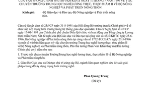 Công văn 3420/KGVX chuyển trường Trung học nghề lương thực, thực phẩm II về Bộ Nông nghiệp và Phát triển nông thôn