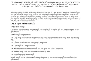 Công văn 1284-NN.PTL/CV bổ sung quy chế tạm thời về kiểm tra gỗ nhập khẩu và vận chuyển gỗ có nguồn