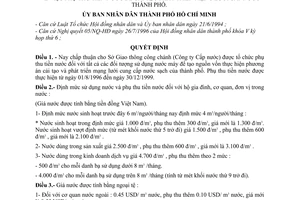 Quyết định 3571A/QĐ-UB-QLĐT phụ thu tiền nước cải tạo phát triển mạng lưới cấp nước thành phố