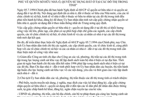 Chỉ thị 17/CT-UB năm 1996 triển khai 60/CP quyền sở hữu nhà ở quyền sử dụng đất ở đô thị Bến Tre