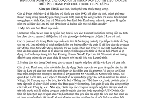 Hướng dẫn 330/NVĐP danh mục cơ quan là nguồn nộp lưu tài liệu vào lưu trữ tỉnh, thành phố thuộc Trung ương