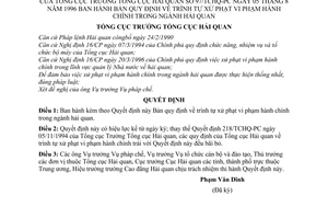 Quyết định 97/TCHQ-PC quy định trình tự xử phạt vi phạm hành chính ngành Hải quan