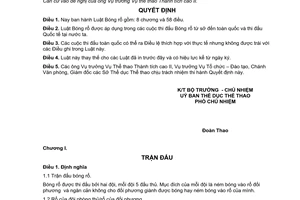 Quyết định 394/QĐ-TT Luật Bóng rổ