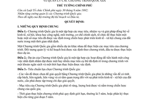 Quyết định 531-TTg quản lý chương trình Quốc gia