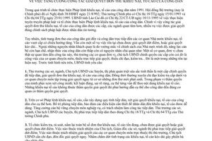 Chỉ thị 17/CT-UB năm 1996 giải quyết đơn thư khiếu nại tố cáo của tỉnh Lào Cai