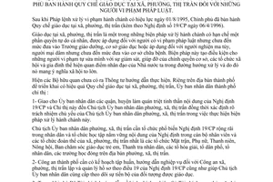 Chỉ thị 27/CT-UB-NC triển khai thực hiện Nghị định 19/CP ban hành quy chế giáo dục người vi phạm pháp luật xã, phường, thị trấn