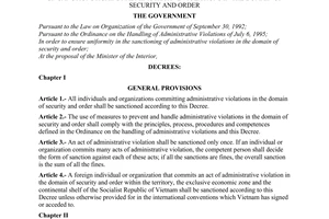 Decree No. 49-CP of August 15 ,1996, of the Government on sanctions against administrative violations in the domain of security and order