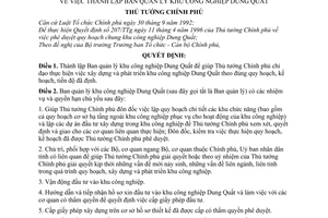 Quyết định 553/TTg thành lập Ban quản lý khu công nghiệp Dung Quất