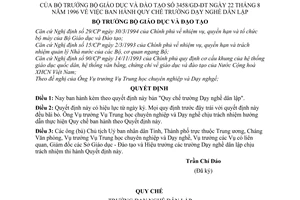 Quyết định 3458/QĐ-ĐT quy chế trường dạy nghề dân lập