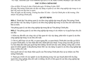 Quyết định 595-TTg thành lập Văn phòng quản lý khu công nghiệp tập trung