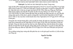 Công văn 1523/TCT-CS thu tiền sử dụng đất khi hợp thức hoá nhà ở, đất đô thị