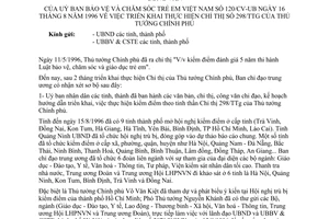 Công văn 120/CV-UB triển khai thực hiện Chỉ thị 298/TTg
