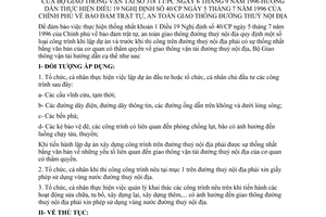 Thông tư 318-TT/PC bảo đảm trật tự an toàn giao thông đường thủy nội địa hướng dẫn Điều 19 Nghị định 40/CP