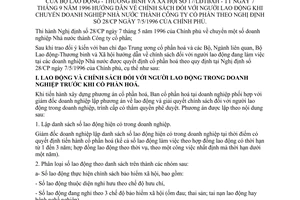 Thông tư 17/LĐTBXH-TT hướng dẫn chính sách người lao động khi chuyển doanh nghiệp Nhà nước thành công ty cổ phần theo Nghị định 28/CP