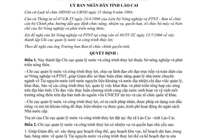 Quyết định 166/QĐ-UB 1996 thành lập Chi cục quản lý nước công trình thủy lợi Lào Cai