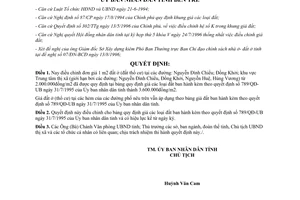 Quyết định 1304/QĐ-UB năm 1996 điều chỉnh đơn giá đất ở đất thổ cư tỉnh Bến Tre