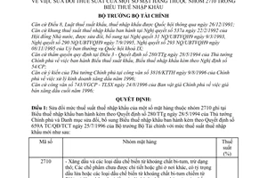 Quyết định 856-TC/QĐ/TCT sửa đổi thuế suất mặt hàng thuộc nhóm 2710 Biểu thuế nhập khẩu