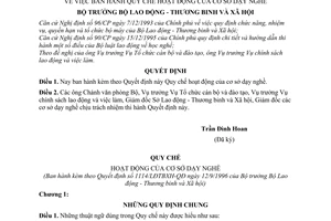 Quyết định 1114/LĐTBXH-QĐ Quy chế hoạt động của cơ sở dạy nghề