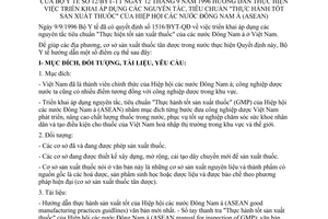 Thông tư 12/BYT-TT hướng dẫn triển khai áp dụng nguyên tắc, tiêu chuẩn thực hành tốt sản xuất thuốc Hiệp hội các nước Đông Nam á ASEAN