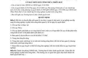 Quyết định 2963/QĐ-UBND đổi tên chuyển đầu mối quản lý đơn vị thuộc ngành nông lâm nghiệp thuỷ lợi Thừa Thiên Huế