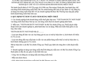 Thông tư 55-TC/TCT cửa hàng kinh doanh hàng miễn thuế hướng dẫn Quyết định 195/TTg