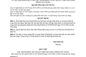 Quyết định 497/BXD-GĐ Quy chế lập, thẩm định và xét duyệt thiết kế công trình xây dựng