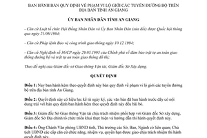 Quyết định 1088/QĐ.UB 1996 phạm vi lộ giới tuyến đường bộ An Giang