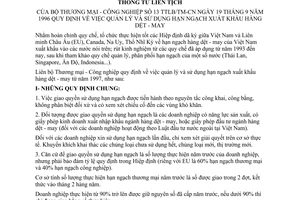 Thông tư liên bộ 13-TTLB/TM-CN quy định quản lý sử dụng hạn ngạch xuất nhập khẩu hàng dệt may