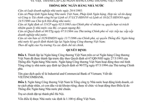 Quyết định 285/QĐ-NH5 thành lập lại Ngân hàng Công thương Việt Nam