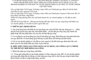 Thông tư liên tịch 14/KHĐT-TM hướng dẫn gia công hàng xuất khẩu doanh nghiệp vốn đầu tư nước ngoài theo Luật đầu tư nước ngoài tại Việt Nam