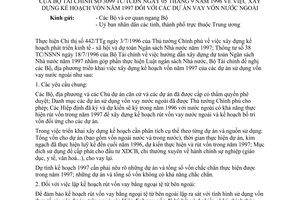 Công văn 3099-TC/TCĐN xây dựng kế hoạch vốn năm 1997 đối với các dự án vay vốn nước ngoài