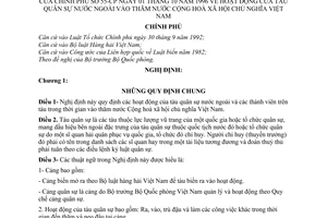 Nghị định 55-CP hoạt động của tàu quân sự nước ngoài vào thăm nước Cộng hòa xã hội chủ nghĩa Việt Nam