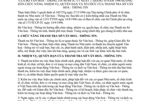 Thông tư 64/TC-TT hướng dẫn chức năng, nhiệm vụ, quyền hạn tổ chức Thanh tra Sở văn hoá thông tin