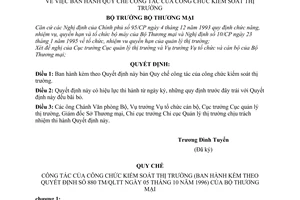 Quyết định 880-TM/QLTT Quy chế công tác Công chức kiểm soát thị trường