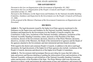 Decree No. 60-CP of October 7, 1996, on the Government’s guidance and inspection over the People’s Councils in the implementation of legal documents of the higher-level state agencies.