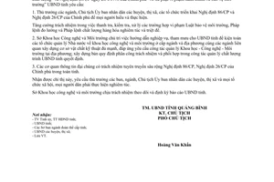 Chỉ thị 48/CT-UB năm 1996 triển khai 86/CP 26/CP quản lý chất lượng môi trường Quảng Bình