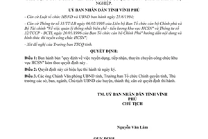 Quyết định 2046/QĐ-UB 1996 tuyển dụng thuyên chuyển công chức hành chính sự nghiệp Vĩnh Phú