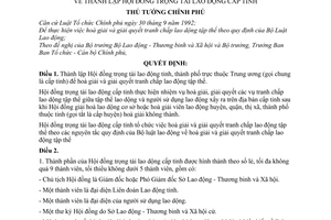 Quyết định 744-TTg thành lập Hội đồng Trọng tài lao động cấp tỉnh