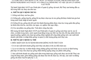 Thông tư 05-TT/NC quản lý giống vật nuôi hướng dẫn Nghị định 14/CP