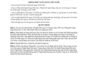 Quyết định 278/QĐ-NH5 năm 1996 hủy bỏ Quyết định 149/QĐ-NH5 về Thể lệ tín dụng