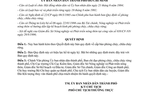 Quyết định 4781/QĐ-UB-KT năm 1996 cấp dự báo phòng cháy chữa cháy rừng Hồ Chí Minh