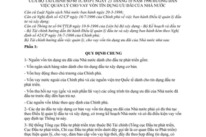 Thông tư 60-TC/ĐTPT quản lý, cho vay vốn tín dụng ưu đãi Nhà nước