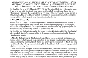 Thông tư liên bộ 16-TT/LB tăng cường quản lý cơ sở sản xuất kinh doanh công thương nghiệp dịch vụ ngoài quốc doanh hướng dẫn Chỉ thị 657/TTg