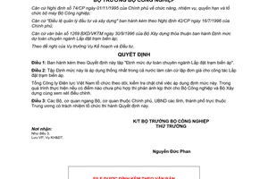 Quyết định 3284/QĐ-TCCB định mức dự toán chuyên ngành lắp đặt trạm biến áp